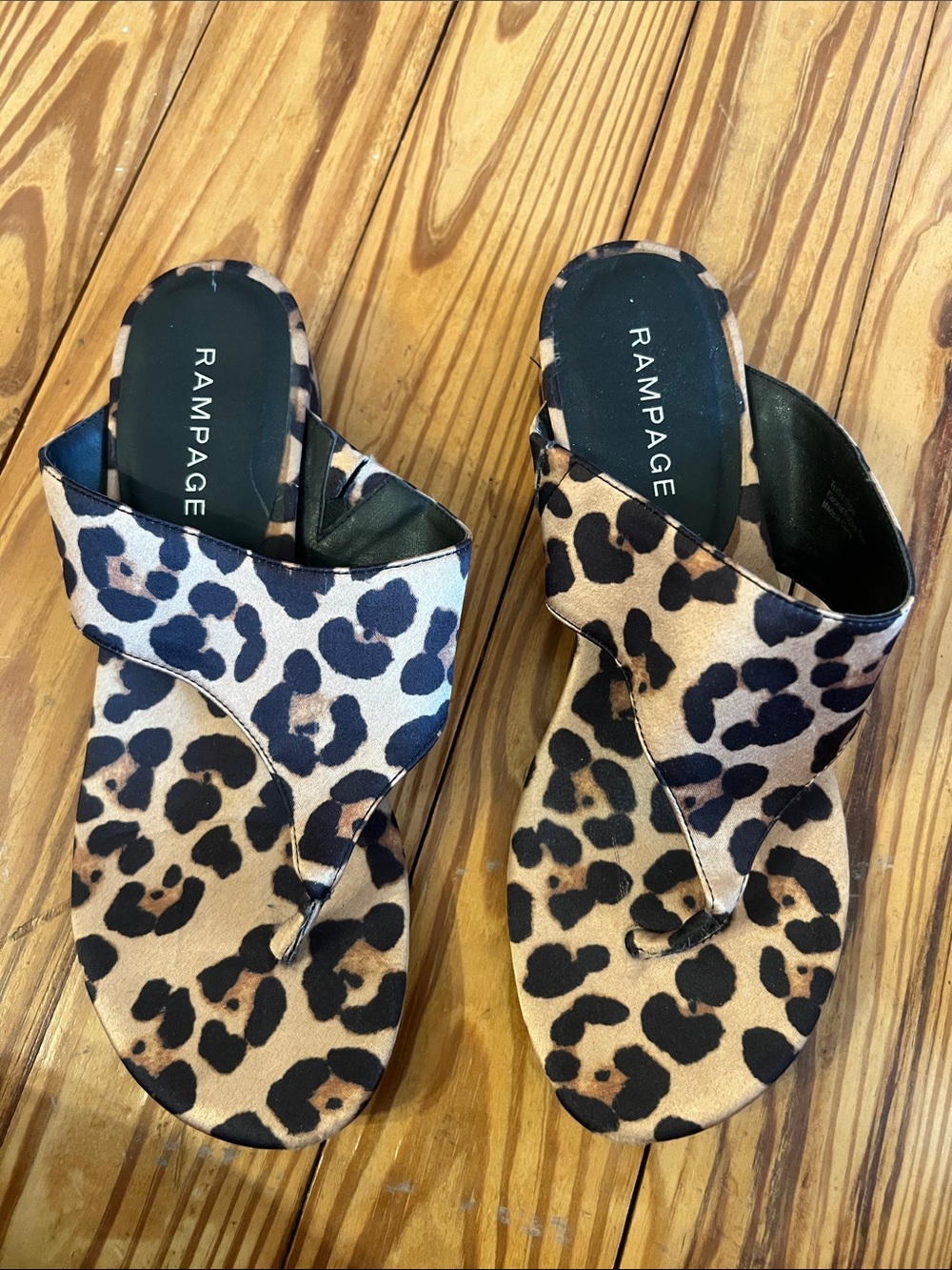 Rampage Leopard Print Slide Sandals - Tan and Black